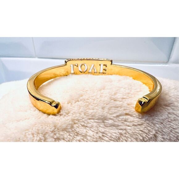 Gold Tone "Love" Affirmation Wide Bracelet with Crystals Costume Jewelry Buy 3/$ - Picture 2 of 6